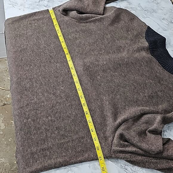 J. McLaughin Men Sz L Brown /Gray Y2K 90s Grand Pa Grunge Preppy 1/4 Zip Sweater - Picture 7 of 10